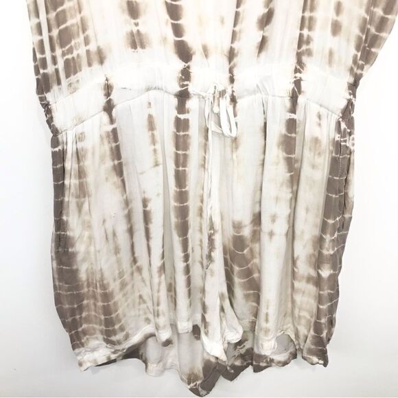 Charlotte Tarantola Tan White Tie Dye Sleeveless Drawstring Waist Romper - Picture 4 of 13